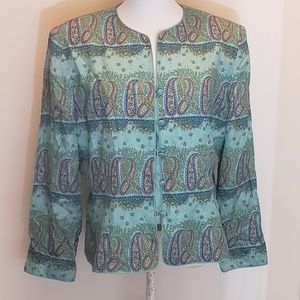Vintage Adrianna Papell Paisley Turquoise Blazer
